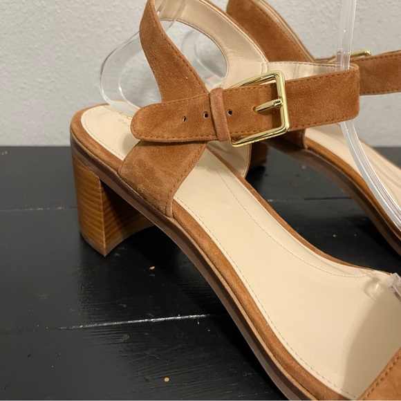 Cole Haan Anette Suede Block Heel Sandals Brown Open Toe Womens 10B - Picture 9 of 9